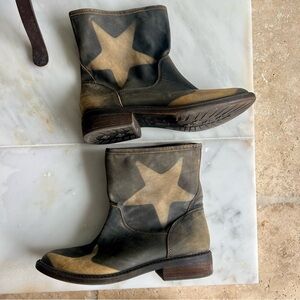 Lucky brand distressed star ankle leather boots